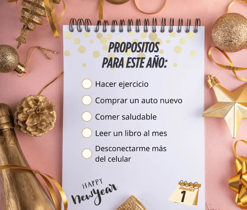 listado de propósitos de año nuevo.